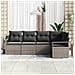 Set di divani da giardino con cuscini grigi in polyrattan  5 pezzi, Divano da giardino a 2 posti con contenitore e cuscini grigi in polyrattan - Foto miniatura 3