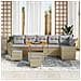 Set Divani Giardino 9 Pezzi con Cuscini Beige Pol Rattan Acacia, Set Pranzo Giardino 3 Pezzi con Cuscini Beige Pol Rattan Acacia - Foto miniatura 3