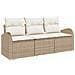 Set divano da giardino 3 pezzi con cuscini Beige Polyrattan - Foto miniatura 1