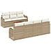 Set Divano Giardino da 8 Pezzi con Cuscini Beige Polirattan Acacia, Divano Giardino a 2 Posti con Cuscini Beige Polirattan - Foto miniatura 1
