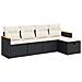 Set Divani da Giardino 5 pz con Cuscini in Polyrattan Nero - Foto miniatura 1