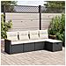 Set Divani da Giardino 5 pz con Cuscini in Polyrattan Nero - Foto miniatura 2