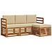 Set divani 4 pcs Naturale e Beige Legno di Acacia Massello - Foto miniatura 1