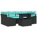 Set Divano da Giardino 7 pz Nero e Blu Poly Rattan - Foto miniatura 1
