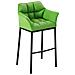 Sgabello Alto Bar DAMASO in Similpelle - Sedia Sgabello con Braccioli e Schienale Imbottiti e Poggiapiedi l Sgabello Fisso Bar Cucina Pub in Acciaio - H 83 cm Verde Nero - Foto miniatura 1