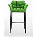 Sgabello Alto Bar DAMASO in Similpelle - Sedia Sgabello con Braccioli e Schienale Imbottiti e Poggiapiedi l Sgabello Fisso Bar Cucina Pub in Acciaio - H 83 cm Verde Nero - Foto miniatura 2