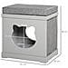 Cuccia Per Gatti In Legno Con 2 Cuscini E Tiragraffi Rimovibili, Grigio - Foto miniatura 3