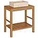 Armadietto Da Bagno In Legno Di Teak Con Lavabo In Marmo Crema - Foto miniatura 1
