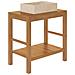 Armadietto Da Bagno In Legno Di Teak Con Lavabo In Marmo Crema - Foto miniatura 3