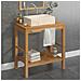 Armadietto Da Bagno In Legno Di Teak Con Lavabo In Marmo Crema - Foto miniatura 8
