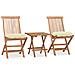 Set da Pranzo Giardino Pieghevole 3 pz Cuscino Massello di Teak - Foto miniatura 1