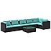 Set Divani Da Giardino 7 Pz Con Cuscini In Polyrattan Nero - Foto miniatura 1