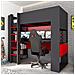 Letto A Soppalco Gamer + Scrivania Con Led E Vani Portaoggetti Integrati 90 X 200 Cm Antracite E Rosso - Noah - Foto miniatura 6