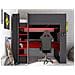 Letto A Soppalco Gamer + Scrivania Con Led E Vani Portaoggetti Integrati 90 X 200 Cm Antracite E Rosso - Noah - Foto miniatura 3