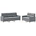 Set Di Divani 2 Pz Con Cuscini Grigio Chiaro In Tessuto - Foto miniatura 2