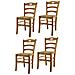 Set 4 Sedie Modello Savoie Per Cucina Bar E Sala Da Pranzo, Robusta Struttura In Legno Di Faggio Color Rovere E Seduta In Paglia - Foto miniatura 1