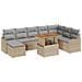 Set Divano da Giardino 9 Pezzi con Cuscini Beige Polyrattan Acacia, Divano da Giardino 2 Posti con Cuscini Beige Polyrattan - Foto miniatura 1