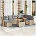 Set Divano da Giardino 9 Pezzi con Cuscini Beige Polyrattan Acacia, Divano da Giardino 2 Posti con Cuscini Beige Polyrattan - Foto miniatura 2