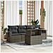 Set Divano da Giardino 5 pz con Cuscini Grigio in Polyrattan - Foto miniatura 2