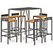 Set Bar Giardino 7pz Grigio Polyrattan e Legno Massello Acacia - Foto miniatura 1