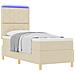 Letto a molle con materasso e LED crema 80x200 cm in tessuto - Foto miniatura 1