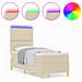 Letto a molle con materasso e LED crema 80x200 cm in tessuto - Foto miniatura 4