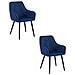 Sedie da pranzo WAAV - Velluto blu navy con gambe nere x 2 - Foto miniatura 1