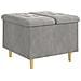 Pouf contenitore Grigio chiaro 60 x 60 x 45 cm Velluto - Foto miniatura 1