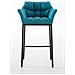 Sgabello DAMASO B con Telaio a 4 Gambe Nero, in Tessuto Turchese Telaio Nero Opaco - Foto miniatura 2