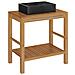 Armadietto Da Bagno In Legno Di Teak Con Lavabo In Marmo Nero - Foto miniatura 2