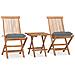 Set da Pranzo Giardino Pieghevole 3 pz Cuscino Massello di Teak - Foto miniatura 1