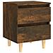 Comodino con Gambe in Legno Massello Rovere Fumo 40x35x50 cm - Foto miniatura 2
