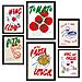Set Di 6 Stampe Illustrazioni Decorative Di Cibo In Stile Pop Art Con Pomodori, Pasta E Pizza Incorniciate Con A3 & A4 Cornice Nera - Foto miniatura 1