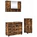 Set di mobili per il bagno con cassetto 3 pcs Rovere fumé - Foto miniatura 1