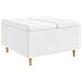 Pouf contenitore Bianco 80 x 80 x 45 cm Pelle sintetica - Foto miniatura 1