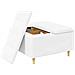 Pouf contenitore Bianco 80 x 80 x 45 cm Pelle sintetica - Foto miniatura 3