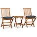Set da Pranzo Giardino Pieghevole 3 pz Cuscino Massello di Teak - Foto miniatura 1