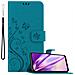 Custodia Compatibile Con Samsung Galaxy A03s In Blu Fiore - Coperchio Protettivo In Design Floreale Con Chiusura Magnetica, Funzione Stand E Slot Per Carte - Foto miniatura 1