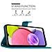 Custodia Compatibile Con Samsung Galaxy A03s In Blu Fiore - Coperchio Protettivo In Design Floreale Con Chiusura Magnetica, Funzione Stand E Slot Per Carte - Foto miniatura 3