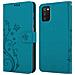 Custodia Compatibile Con Samsung Galaxy A03s In Blu Fiore - Coperchio Protettivo In Design Floreale Con Chiusura Magnetica, Funzione Stand E Slot Per Carte - Foto miniatura 7