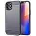 Custodia Compatibile Con Apple Iphone 12 / Iphone 12 Pro In Brusched Grigio - Coperchio Protettivo In Silicone Tpu Flessibile In Look Acciaio Inossidabile-fibra Di Carbonio - Foto miniatura 1