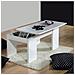 Tavolino Da Salotto Malibu, Tavolino Da Caffè Con Piano Elevabile, Tavolo Basso Da Soggiorno, 100x50h43/84 Cm, Bianco Lucido - Foto miniatura 1