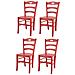 Set 4 Sedie Modello Savoie Per Cucina Bar E Sala Da Pranzo, Robusta Struttura E Seduta In Legno Di Faggio Color Anilina Rossa - Foto miniatura 1