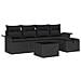 Set da Giardino  6 Pezzi con Cuscini Rattan Poliestere Nero, Divano da Giardino  2 Posti con Armadietto & Cuscini Rattan Poliestere Nero - Foto miniatura 1