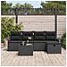 Set da Giardino  6 Pezzi con Cuscini Rattan Poliestere Nero, Divano da Giardino  2 Posti con Armadietto & Cuscini Rattan Poliestere Nero - Foto miniatura 3