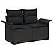 Set da Giardino  6 Pezzi con Cuscini Rattan Poliestere Nero, Divano da Giardino  2 Posti con Armadietto & Cuscini Rattan Poliestere Nero - Foto miniatura 4