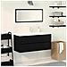 Mobile lavabo Rovere nero 90 x 39 x 62 cm Legno multistrato - Foto miniatura 2