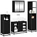 Set di mobili per il bagno 4 pcs Rovere Nero Legno multistrato - Foto miniatura 3