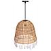 Lampada Da Soffitto In Rattan E Cotone Marrone D40x40h Cm - Foto miniatura 1