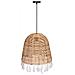 Lampada Da Soffitto In Rattan E Cotone Marrone D40x40h Cm - Foto miniatura 2